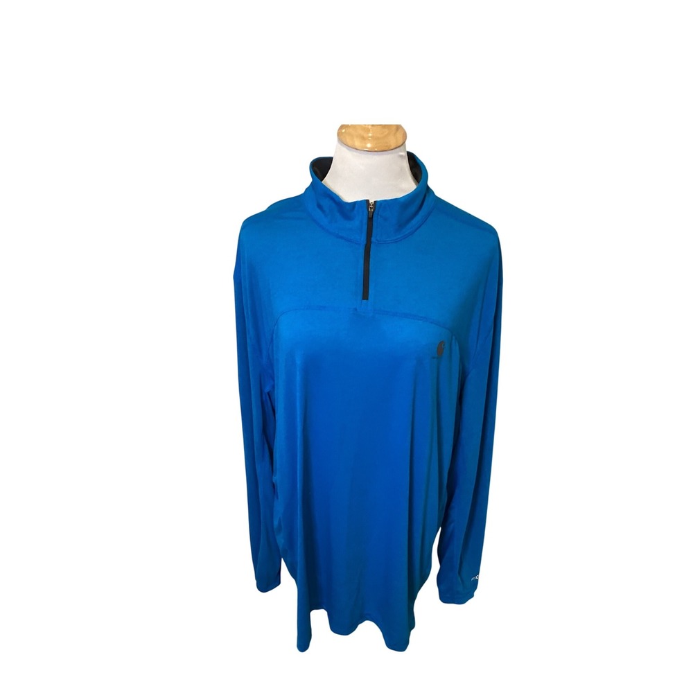 Carhartt Mens 2XL Blue Relaxed Fit Quarter Zip Long Sleeve‎ Performance Shirt